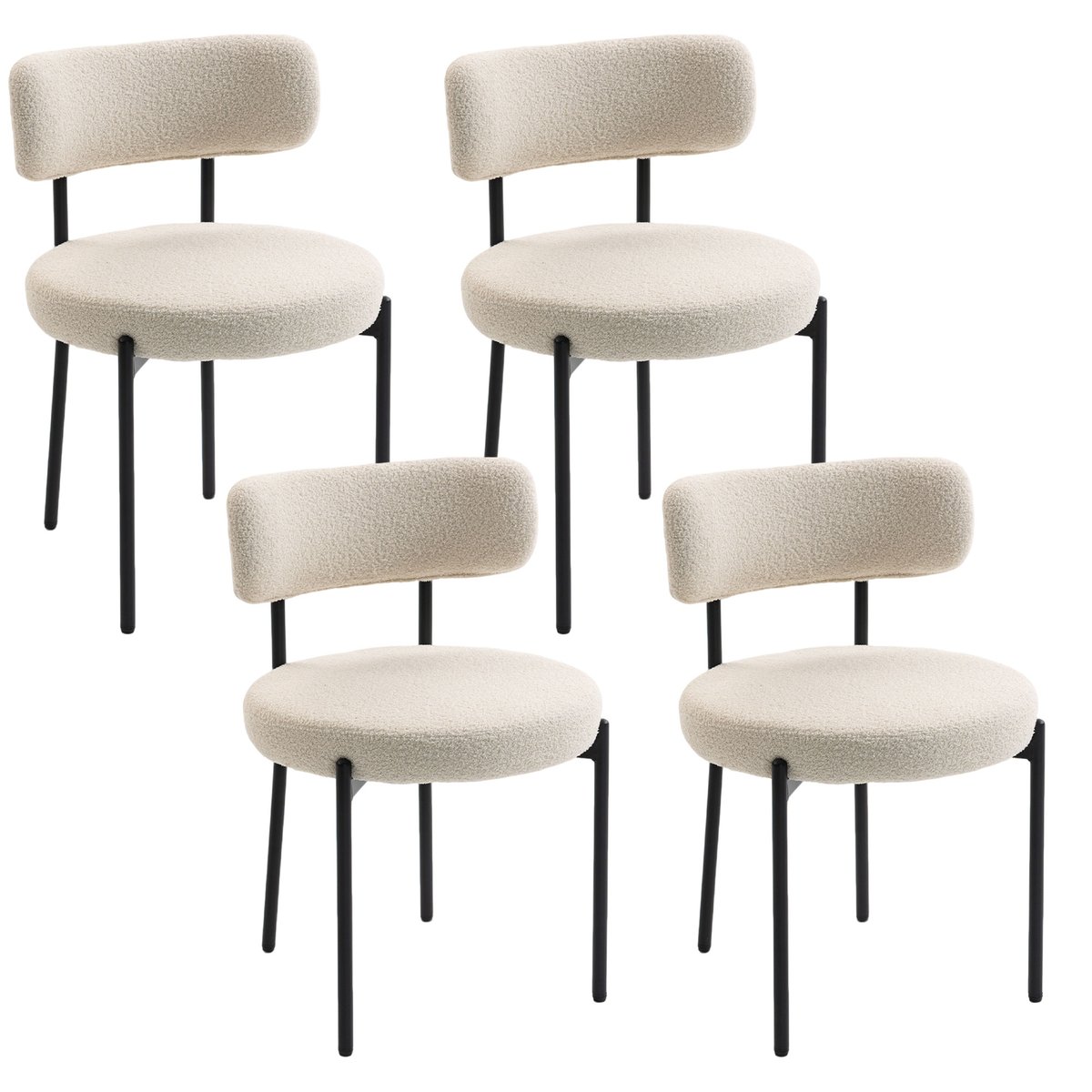 Chaise de salle à manger Tissu bouclette (100 beige, HOMCOM