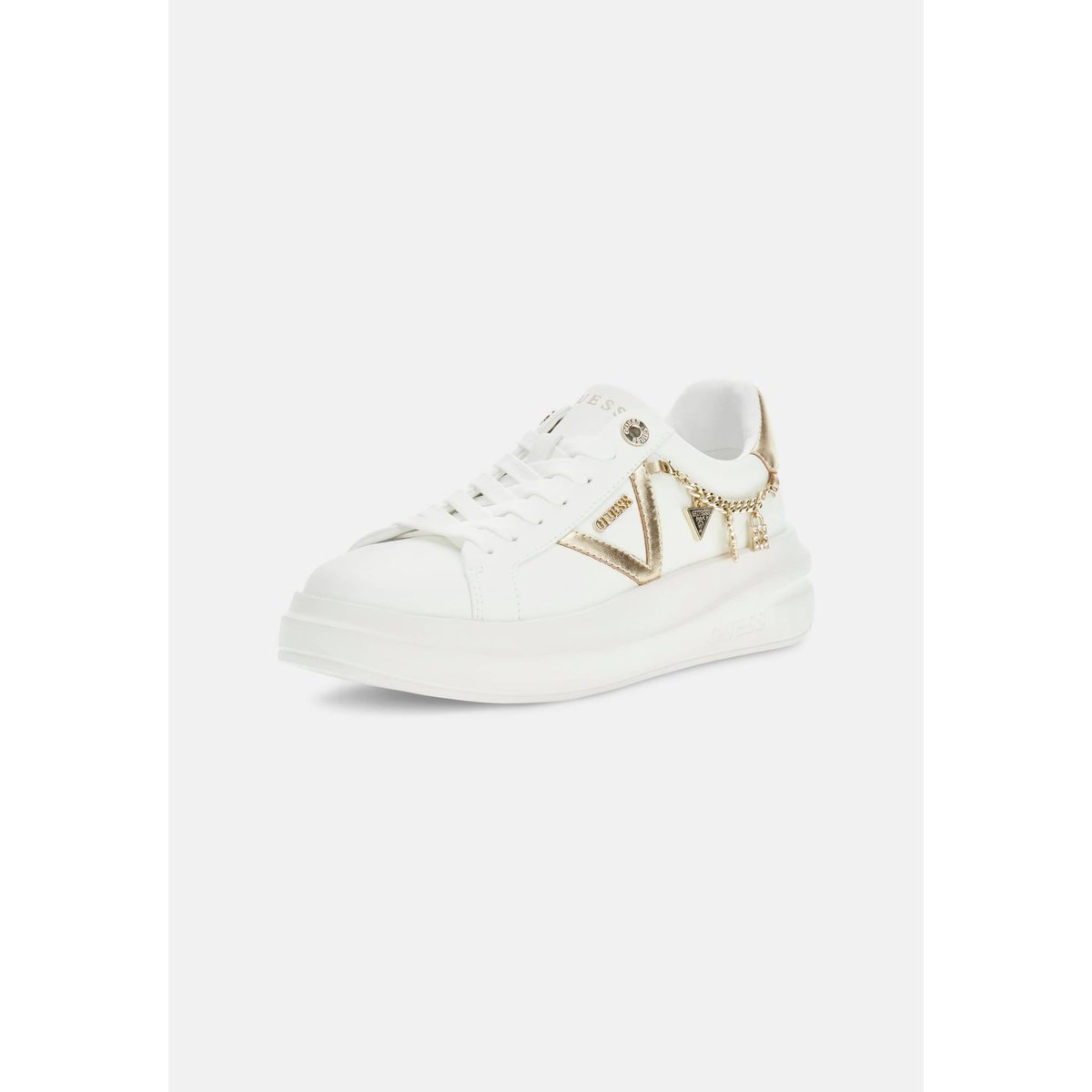 Baskets En Cuir Véritable Ebetts blanc multi, GUESS