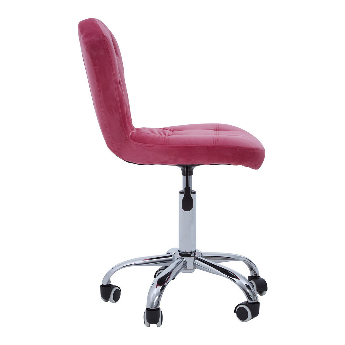 Velvet Button Backed Office Chair with Chrome Base pink, SO'HOME