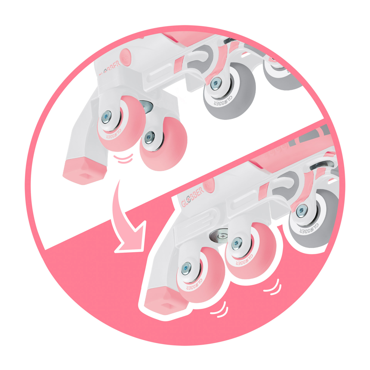 Rollers évolutifs 2-en-1 Taille XS-S du 26 au 29 rose, GLOBBER