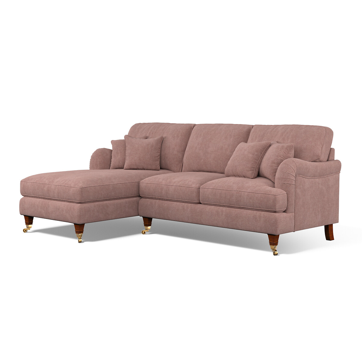 Emeline Soft Brushed Corner Chaise Sofa with Castor Legs (Left Facing) old rose, ÉDITÉ