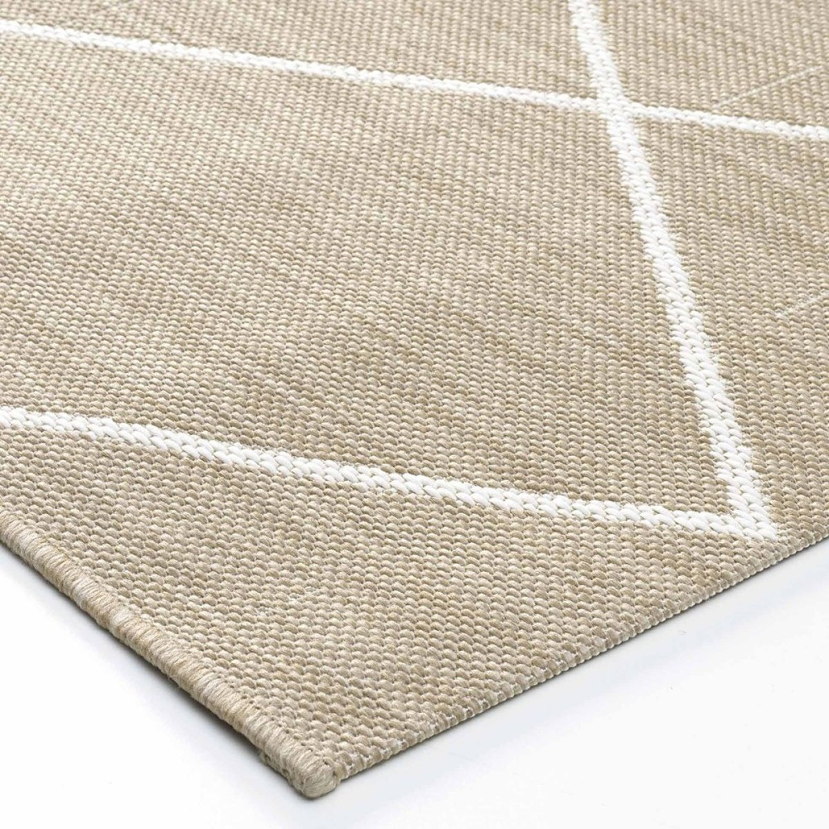 Tapis rectangle 120x170  tissé plat Damira beige, DECORATIE
