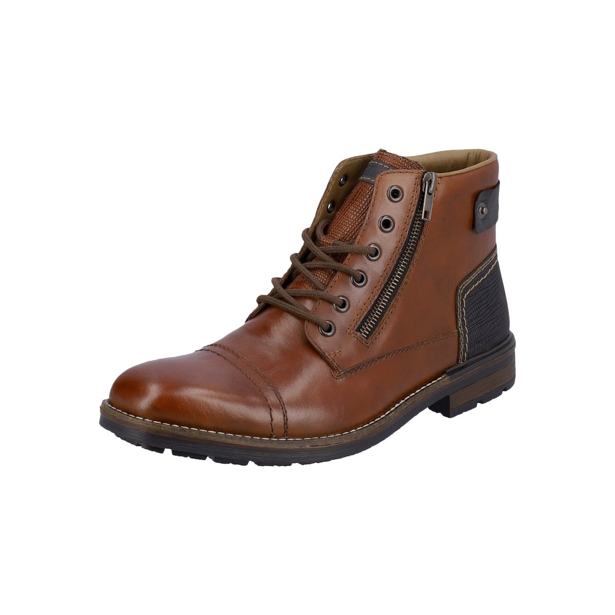 Bottines en cuir marron avec doublure en laine et fermeture zippée marron, RIEKER