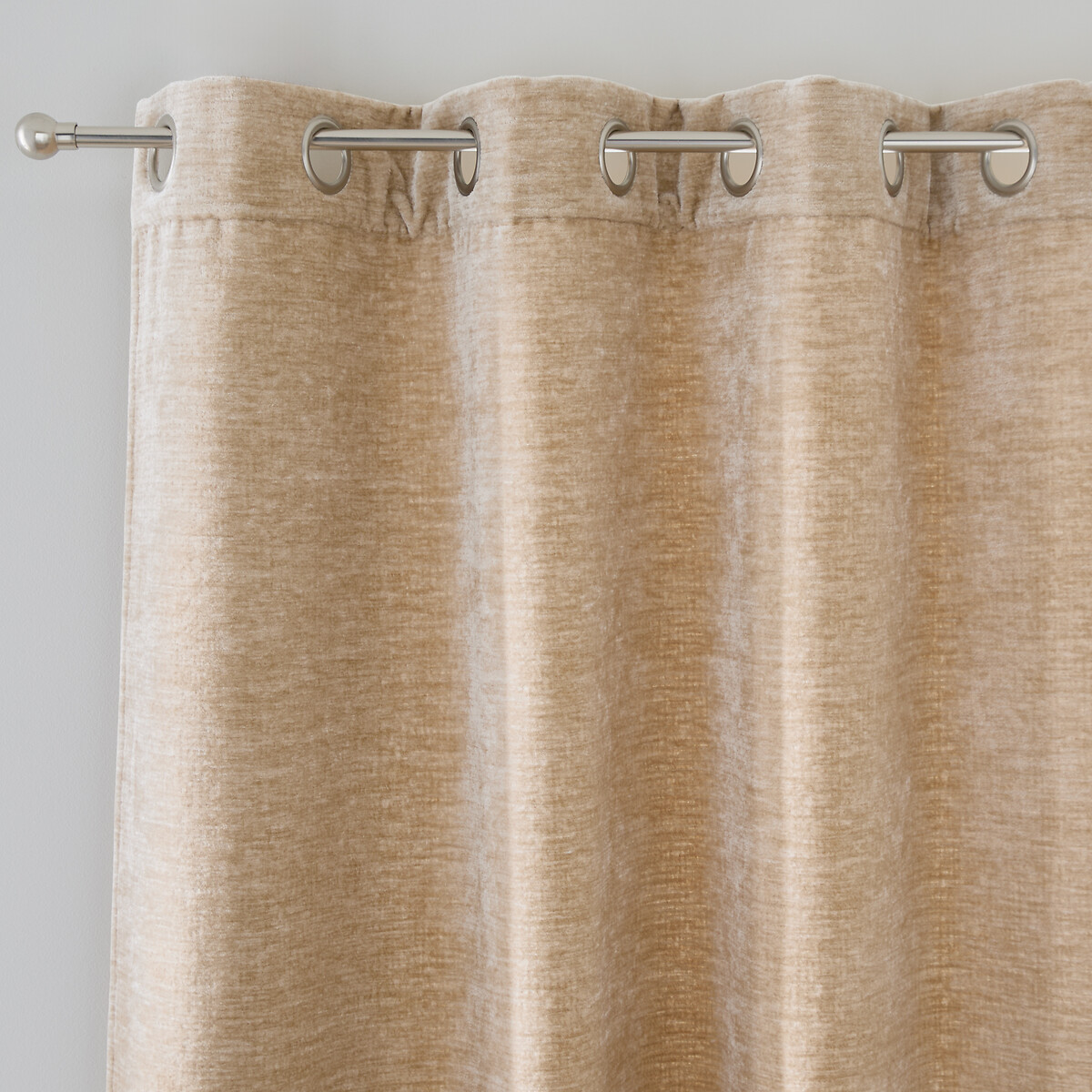 Rideau en velours texturé, à œillets, BOCHA beige, LA REDOUTE INTERIEURS
