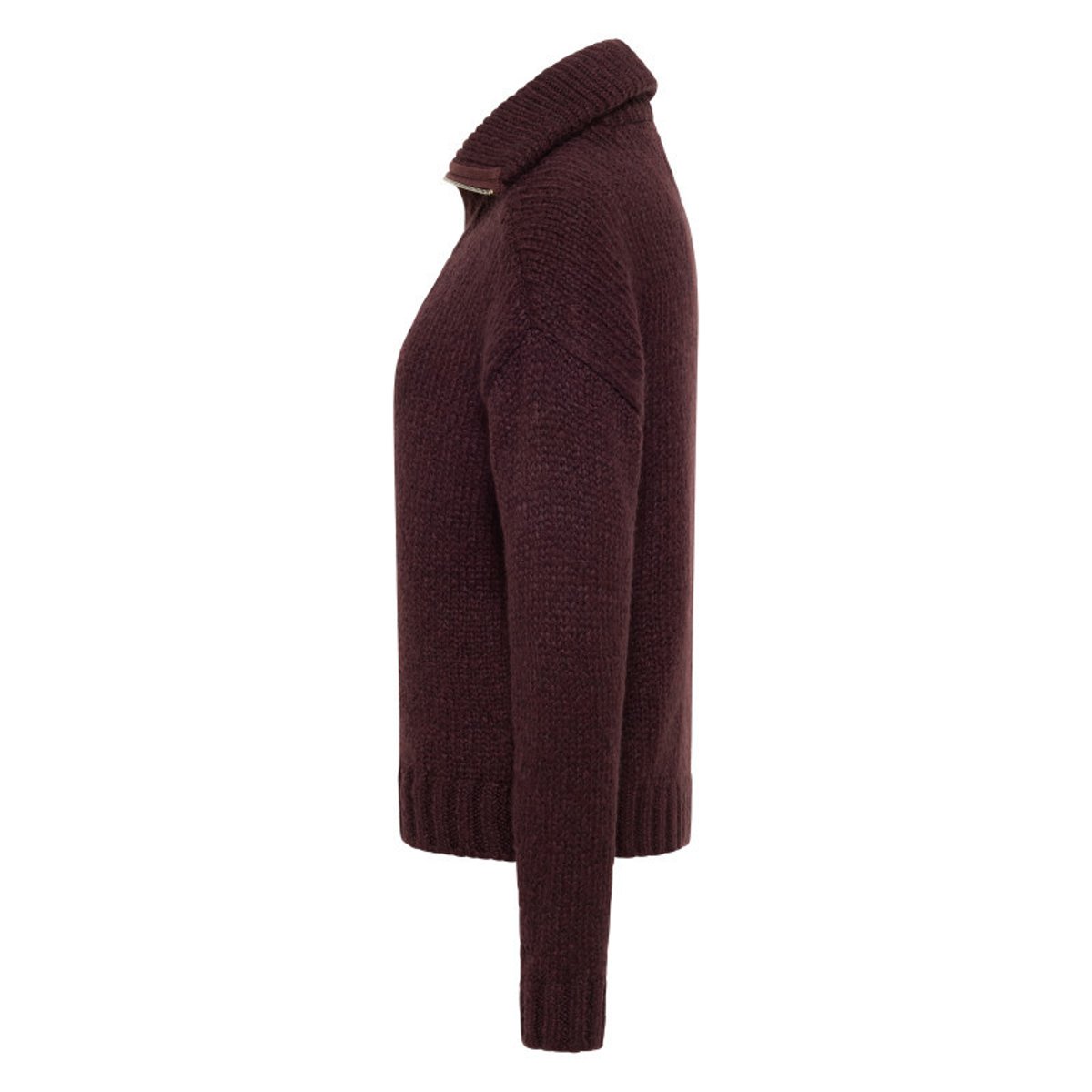 Pull chocolat uni avec une coupe droite et un col camionneur chocolat, MUSTANG