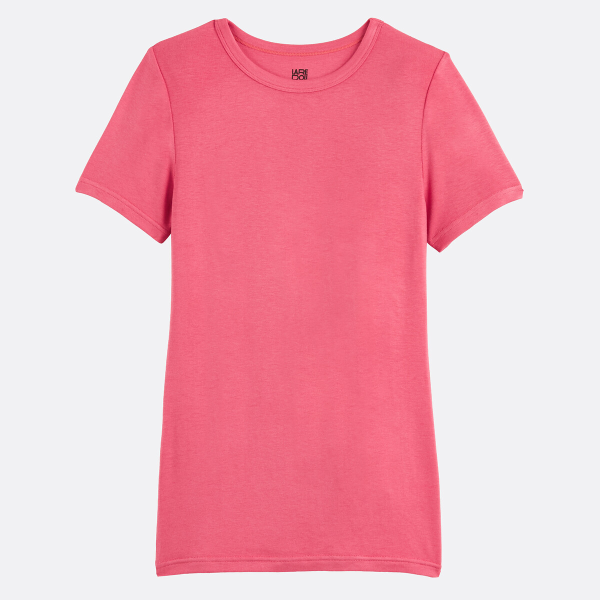 Nauwsluitend T-shirt met ronde hals en korte mouwen houtroze , LA REDOUTE COLLECTIONS