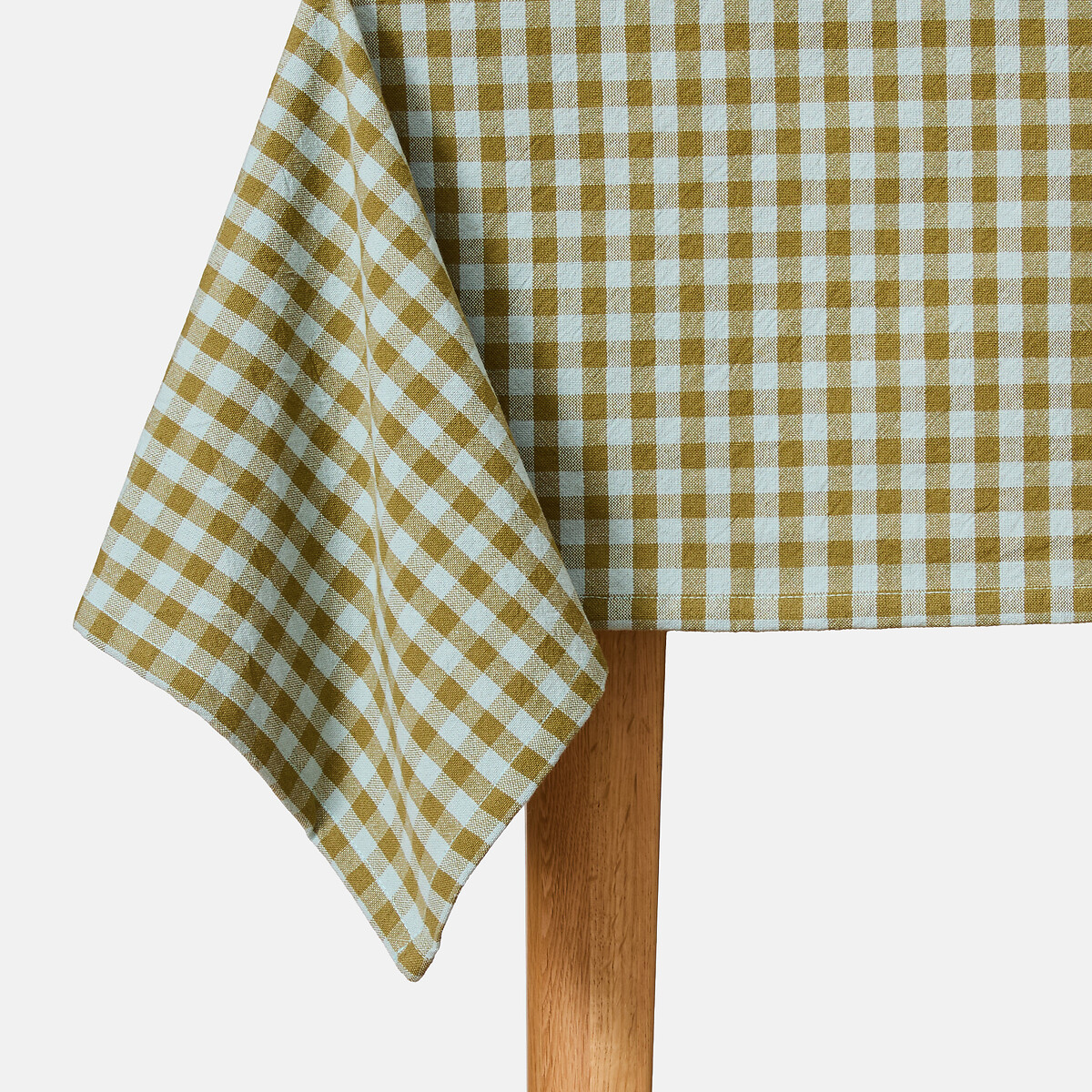 Nappe à carreaux en coton tissé teint, BETHANY BICOLORE vert olive/opaline, LA REDOUTE INTERIEURS