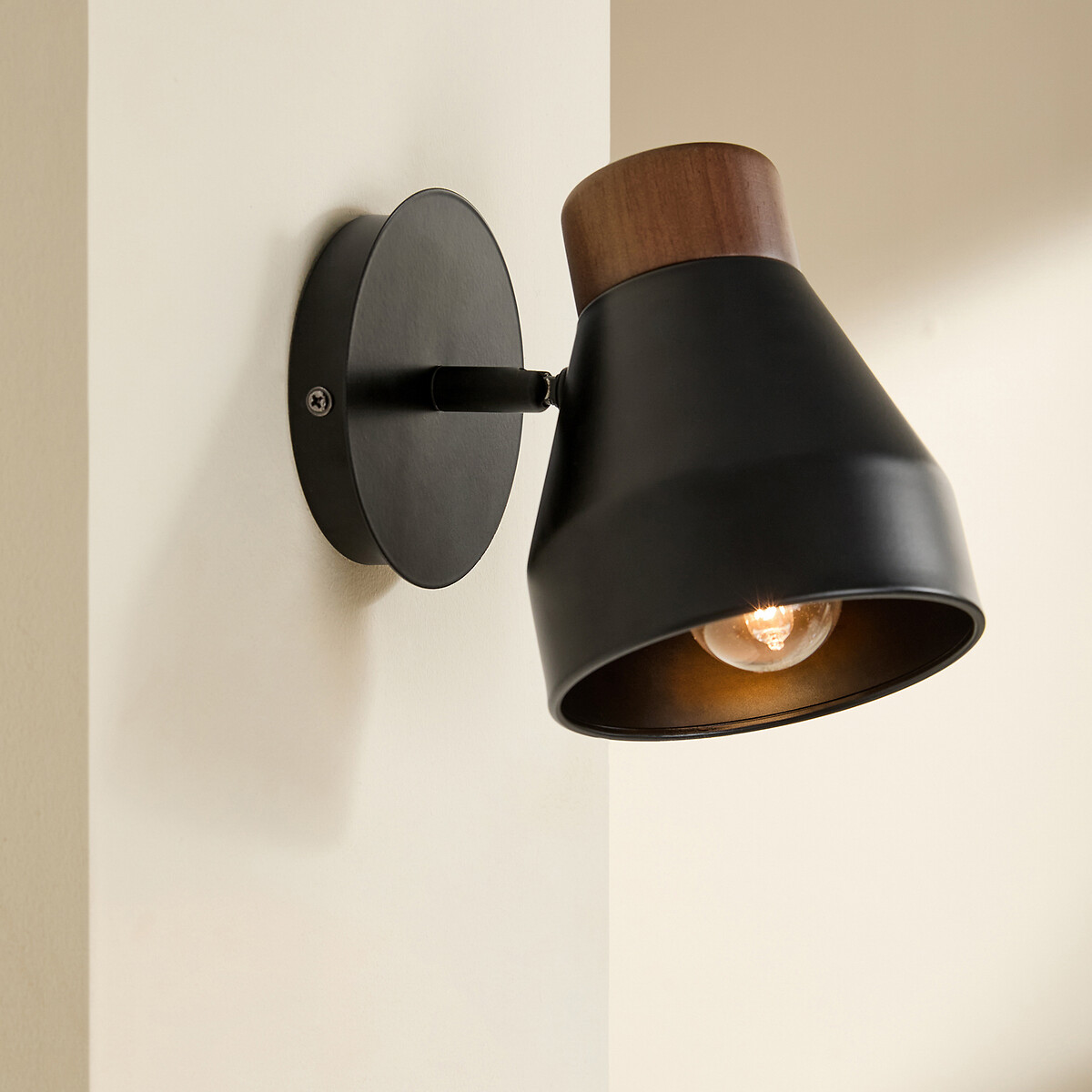 MADE.COM Albert Spot Wall Light in Dark Wood matt black, MADE