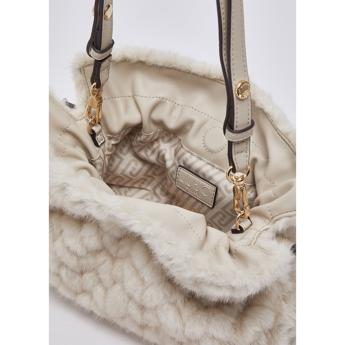 Petit Sac Riccy en imitation fourrure crème, LIU JO