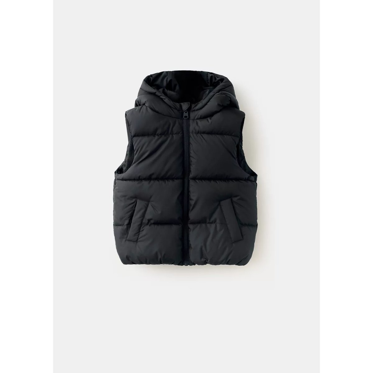 Gilet matelassé à capuche noir, MANGO BABY