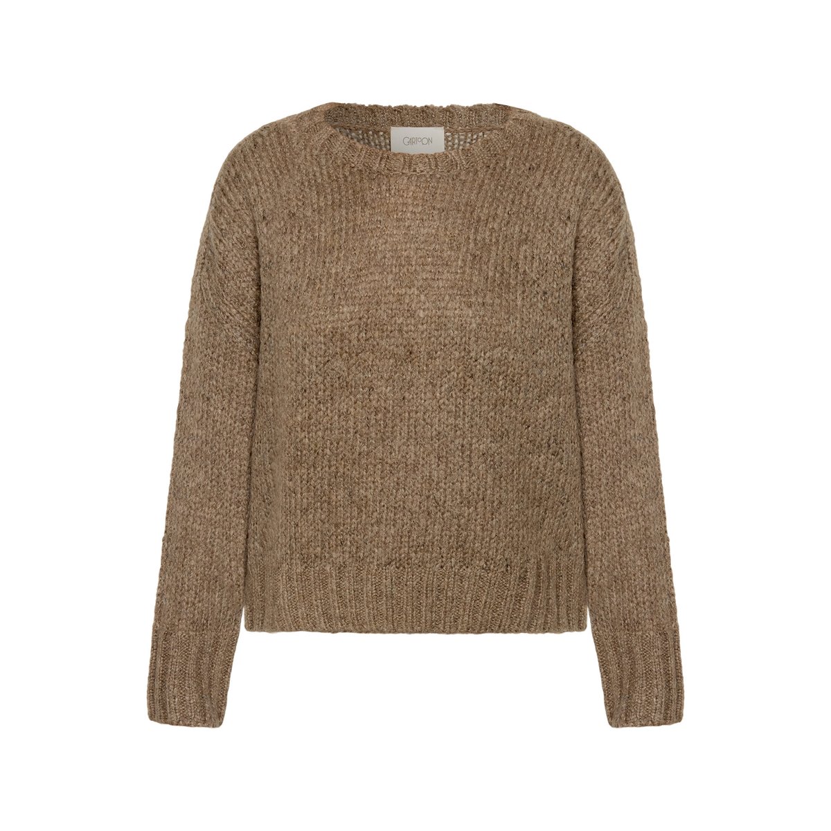Pull-over basique à encolure ronde marron clair, CARTOON