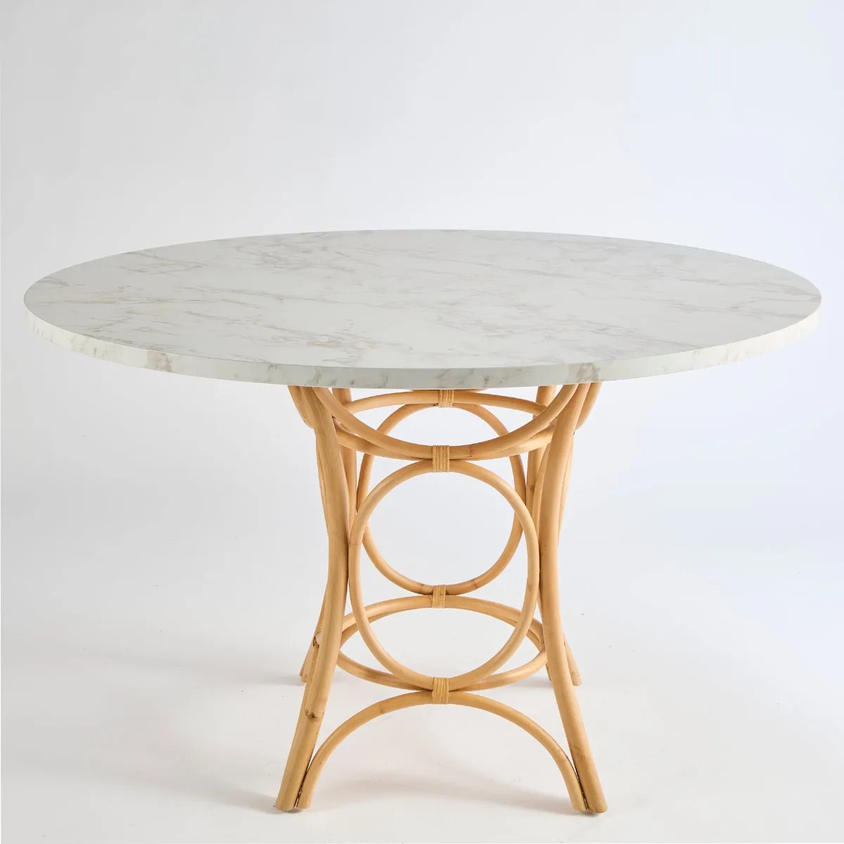 Table ronde en rotin GINGKO plateau stratifié blanc, KOK