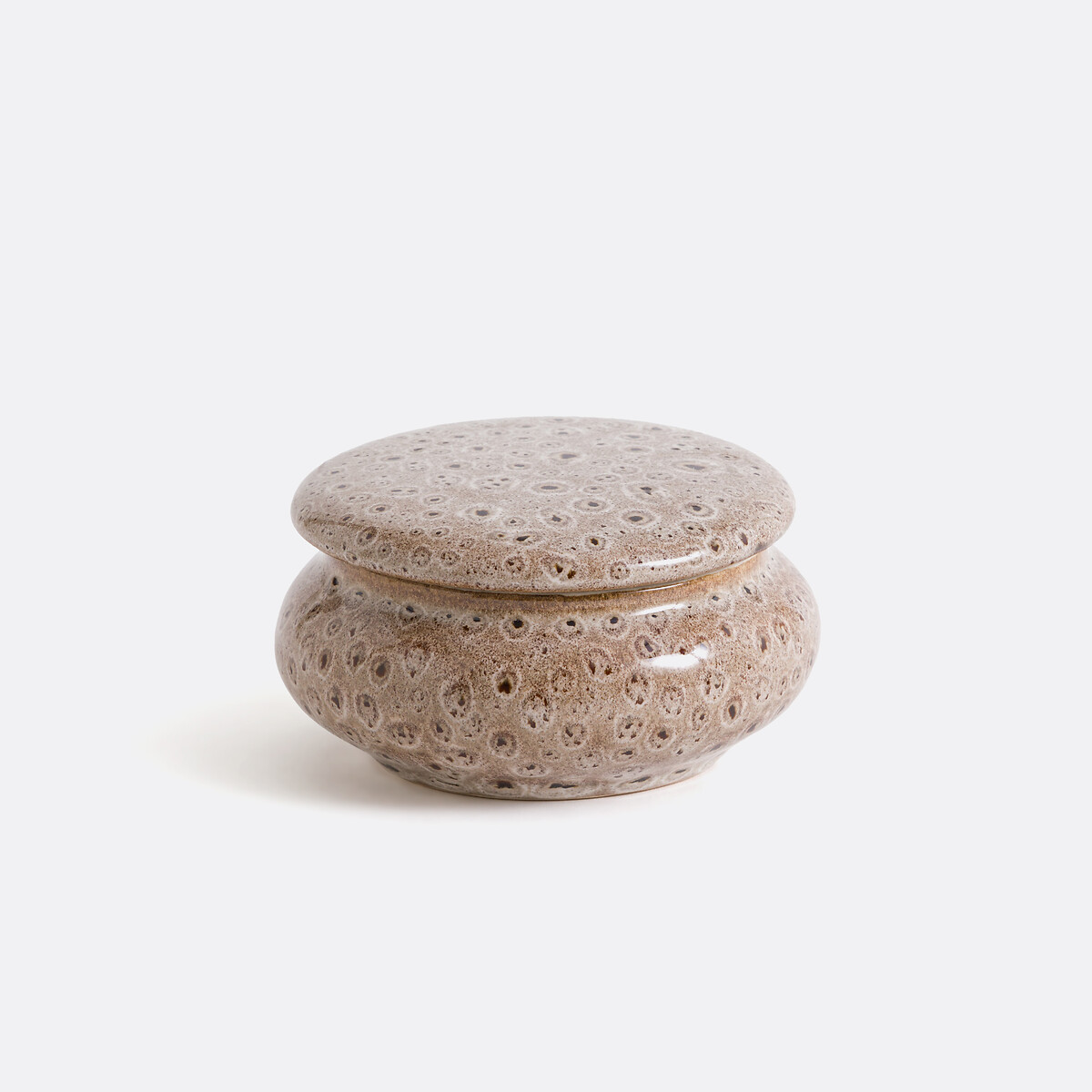Boîte ronde en céramique Ø13 cm, Rima taupe, LA REDOUTE INTERIEURS