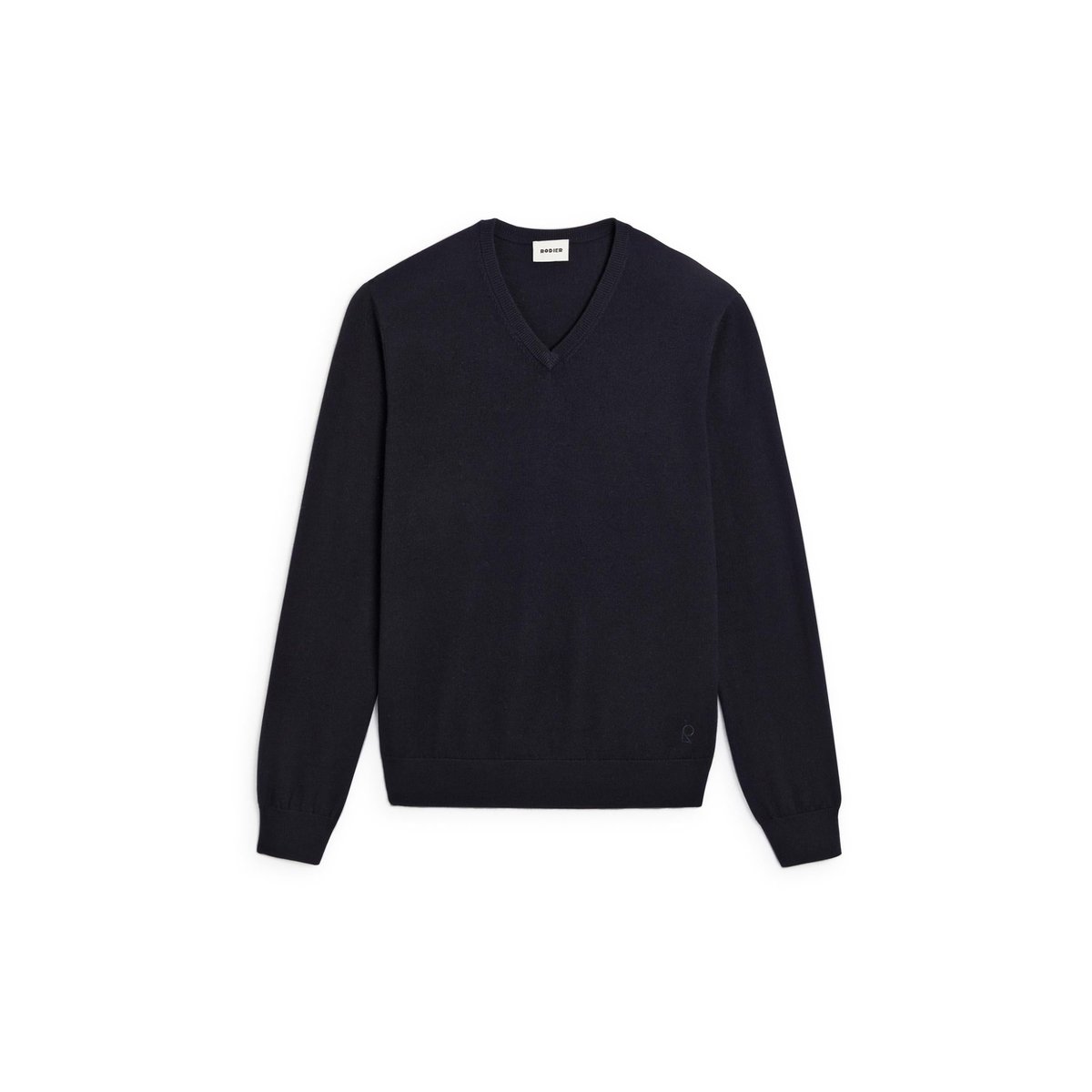 Pull col V en laine mérinos bleu nuit, RODIER