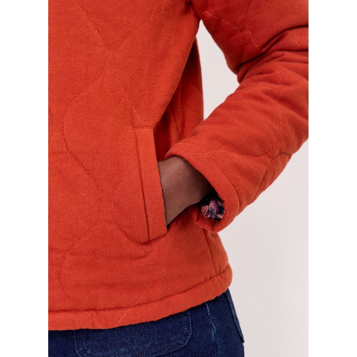 Veste matelassée flanelle coton bio OLAFI orange, LA FIANCÉE