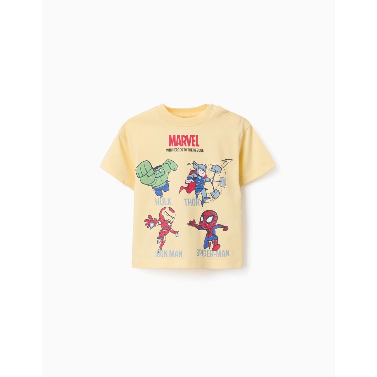 T-shirt en coton avec imprimés Marvel Heroes jaune, ZIPPY