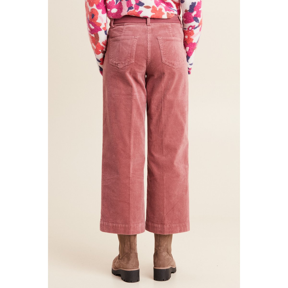 Pantalon large velours côtelé rose framboise, BREAL