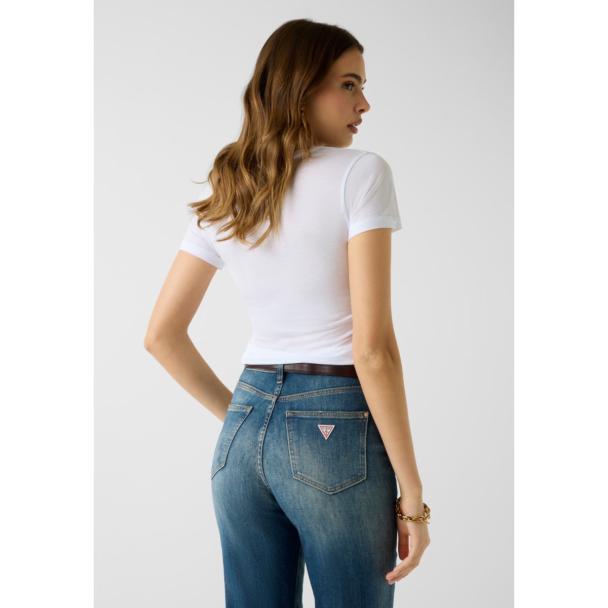 T-Shirt Col V blanc, GUESS