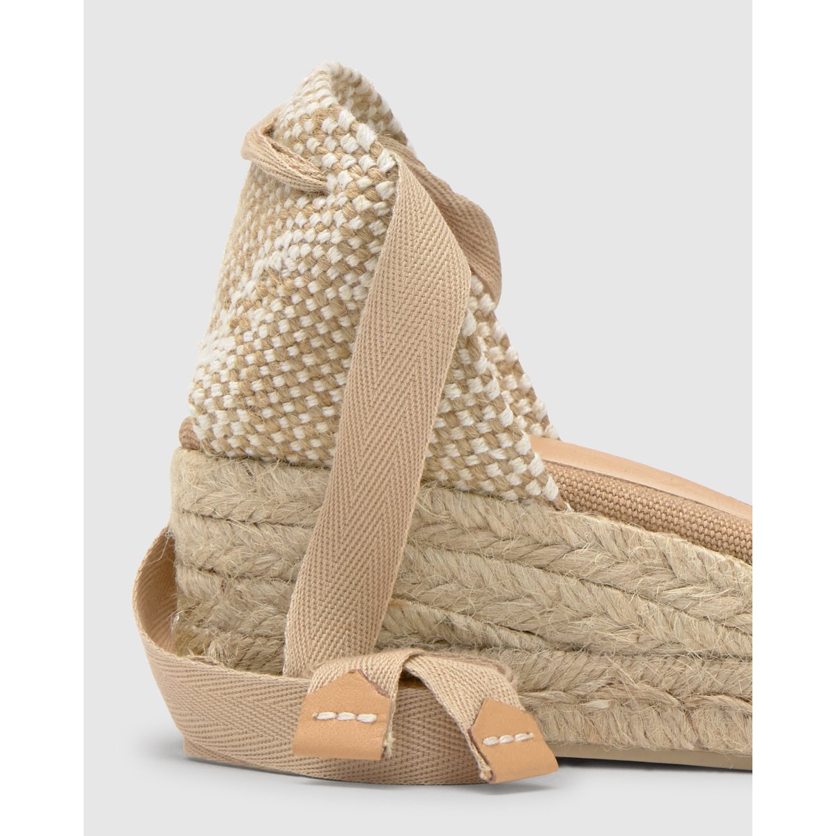 Espadrilles compensées à lacets avec plateforme tressée CARINA LIGHT PLATFORM sable, CASTANER