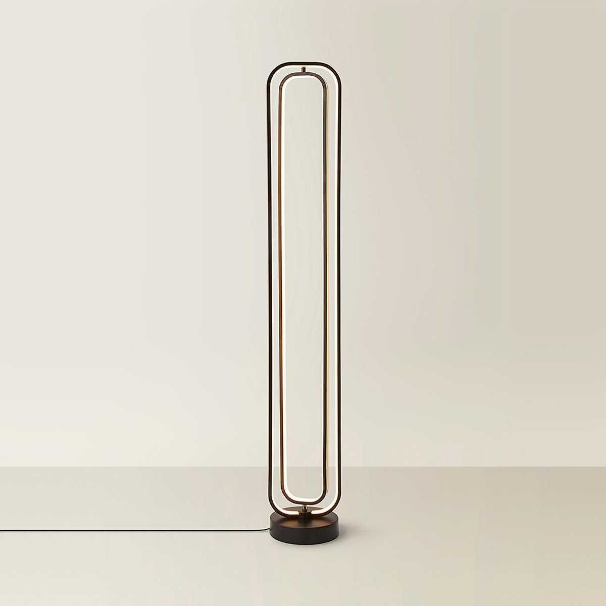 Inez Revolving LED Floor Lamp in Matte Black black, SO'HOME