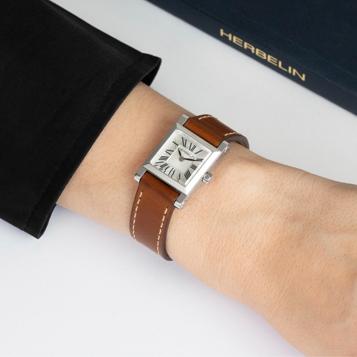 Montre Analogique ANTARES argenté argenté camel, HERBELIN