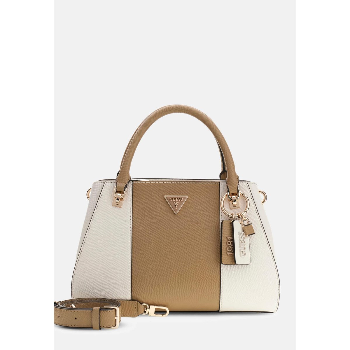 Sac À Main Noelle Saffiano beige, GUESS