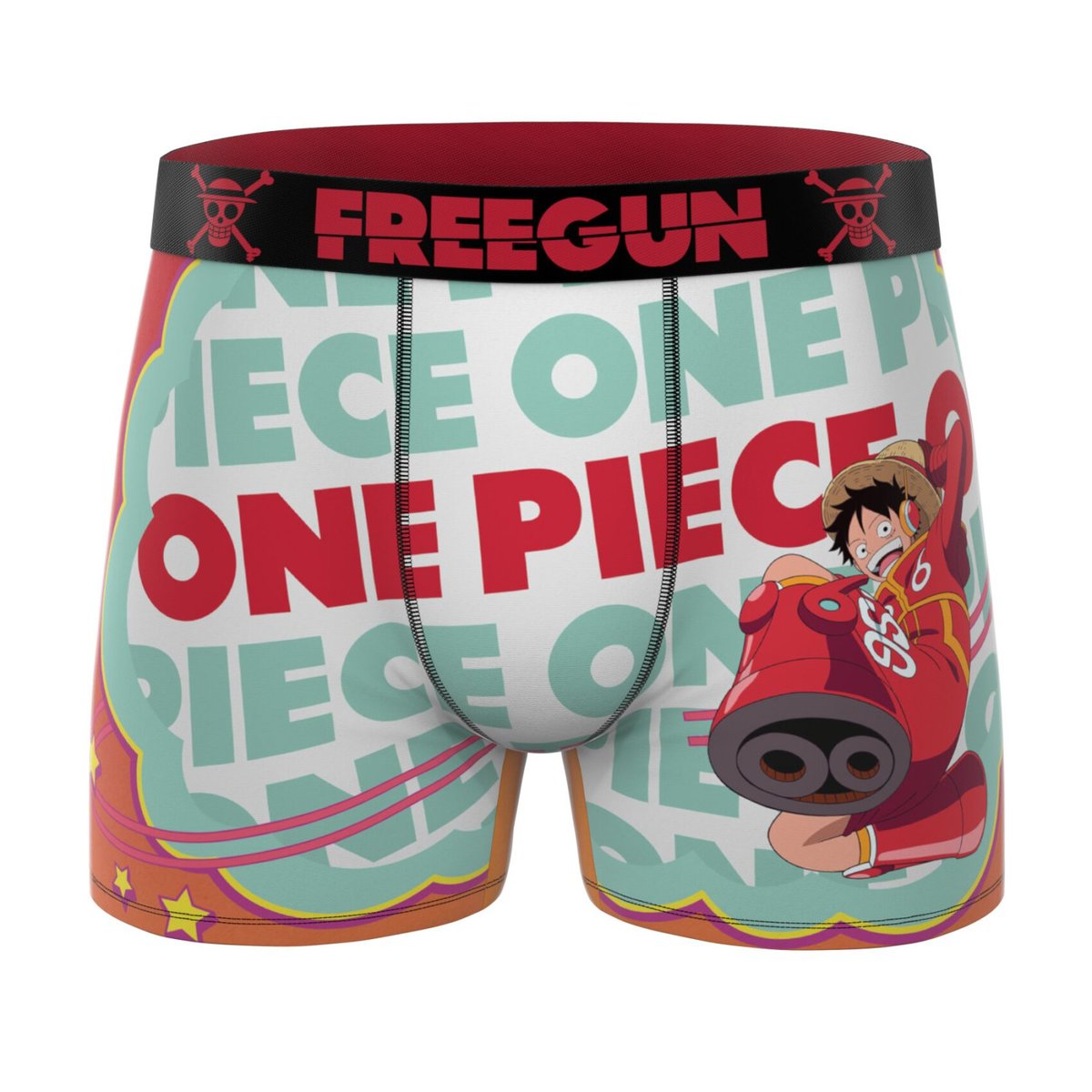 Lot De 3 Boxers One Piece rouge/orange/gris/vert, FREEGUN