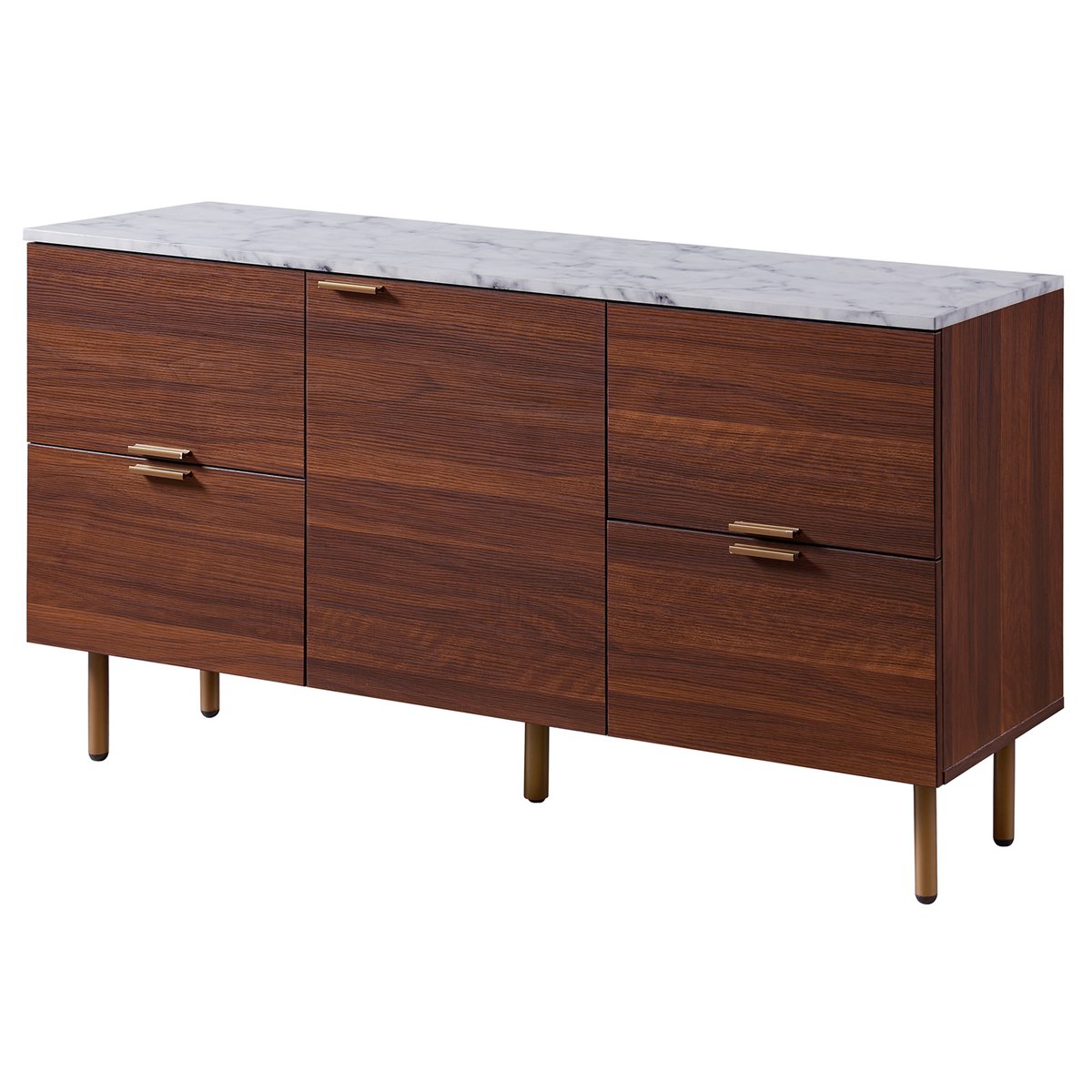 Grand buffet bas en bois effet marbre pour salon, Brun, ASHTON couleur unique, TEAMSON HOME