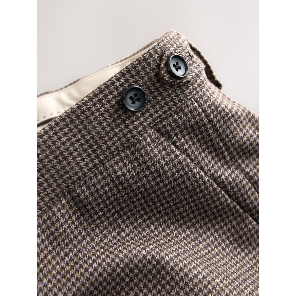 Pantalon de costume pied-de-poule en laine marron, NEXT