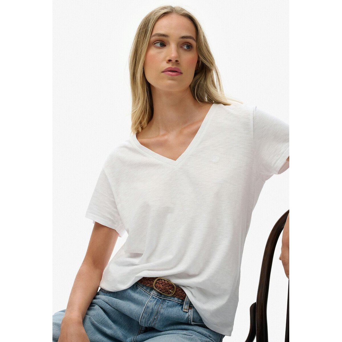 T-shirt brodé blanc, SUPERDRY
