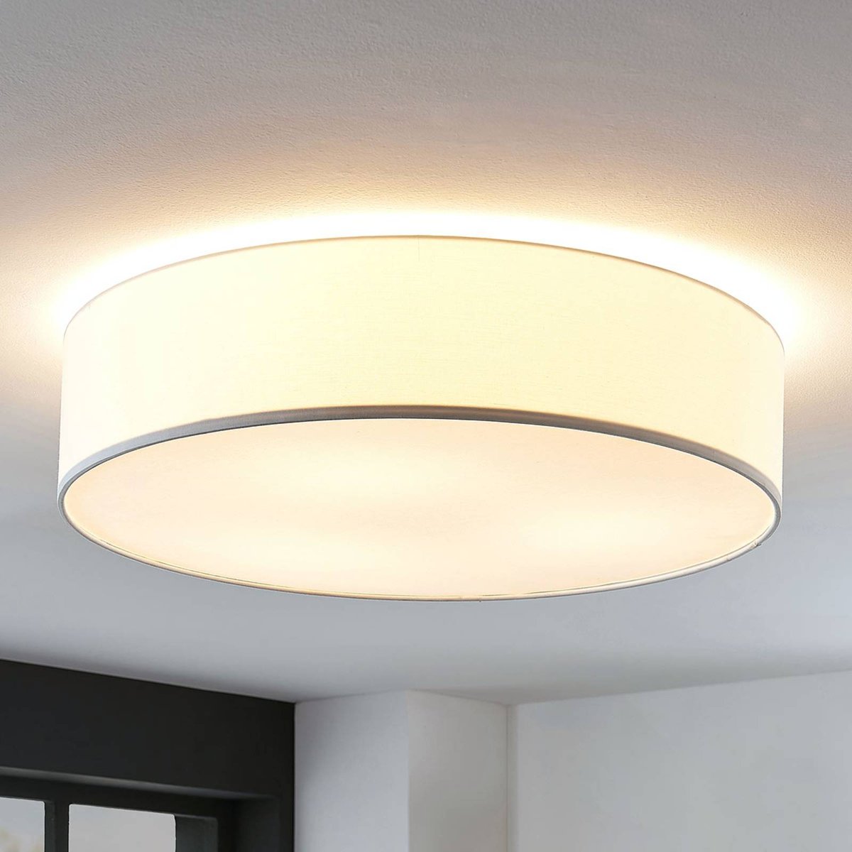 Plafonnier en textile moderne, Gordana blanc, LINDBY