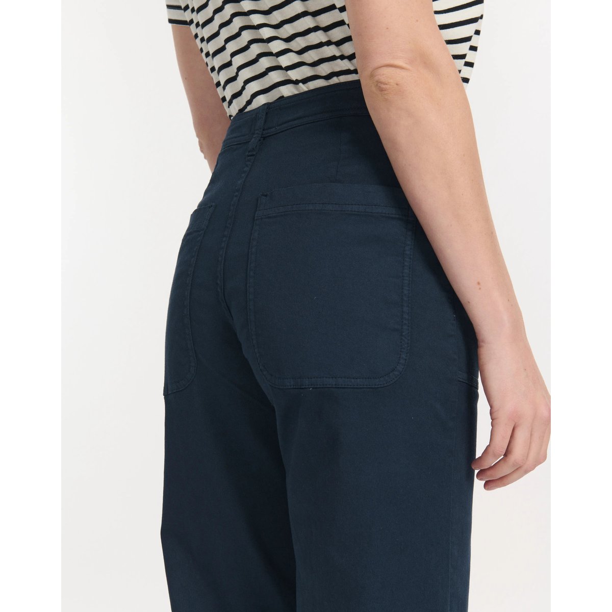 PANTALON DROIT LARGE TAILLE HAUTE UTILITY STRETCH marine, LABDIP