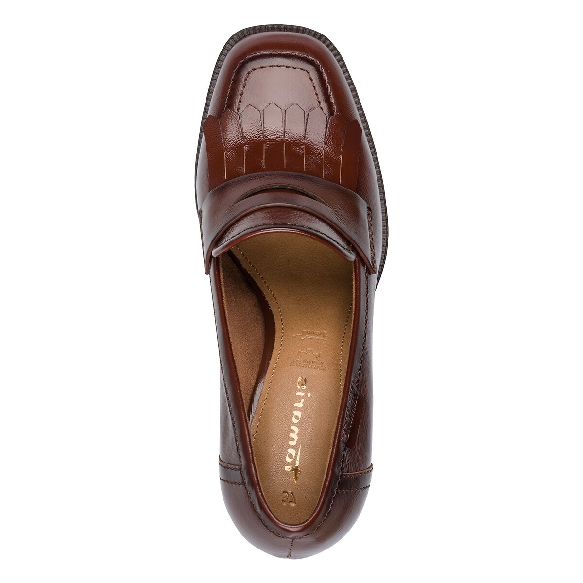 Mocassins à talons en cuir cognac, TAMARIS