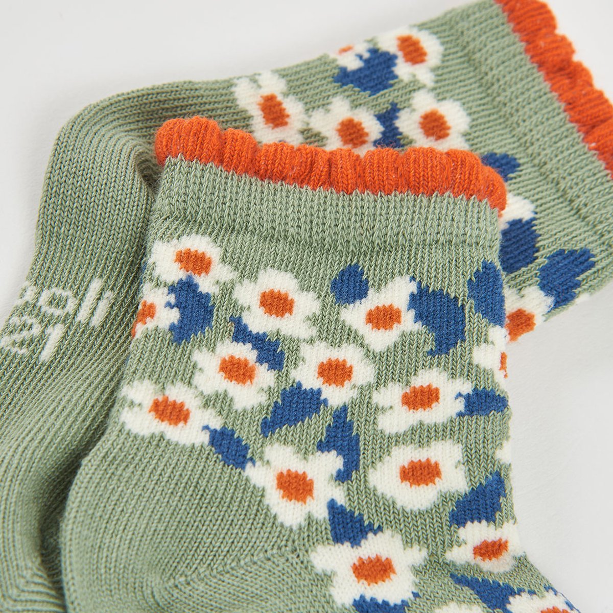Lot chaussettes à imprimé fleuri vert, BOBOLI
