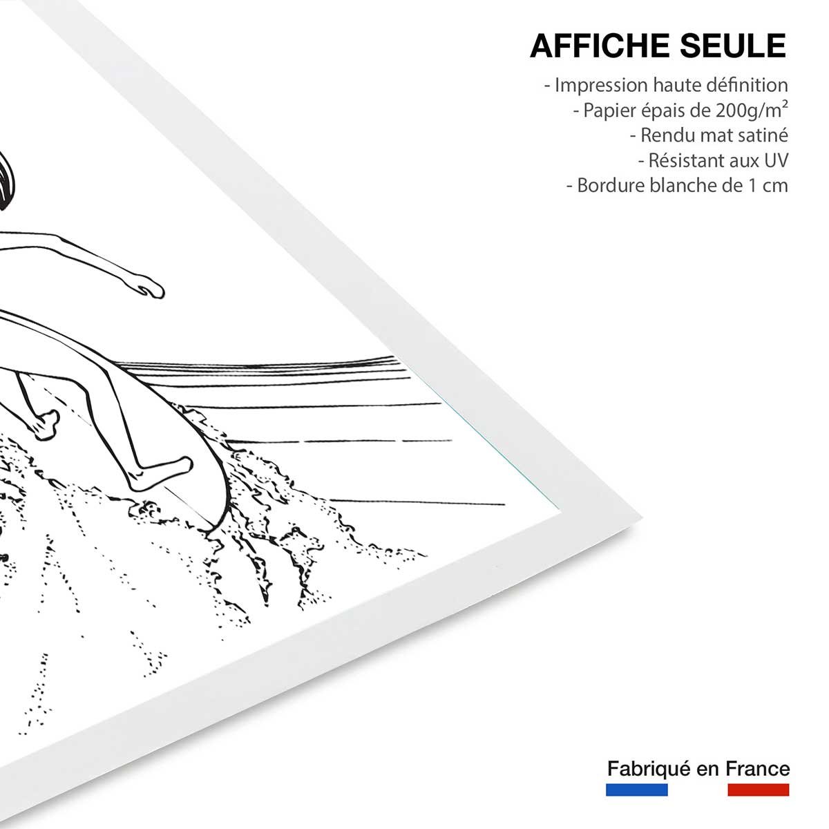 Poster surfeuse tube affiche seule, HEXOA
