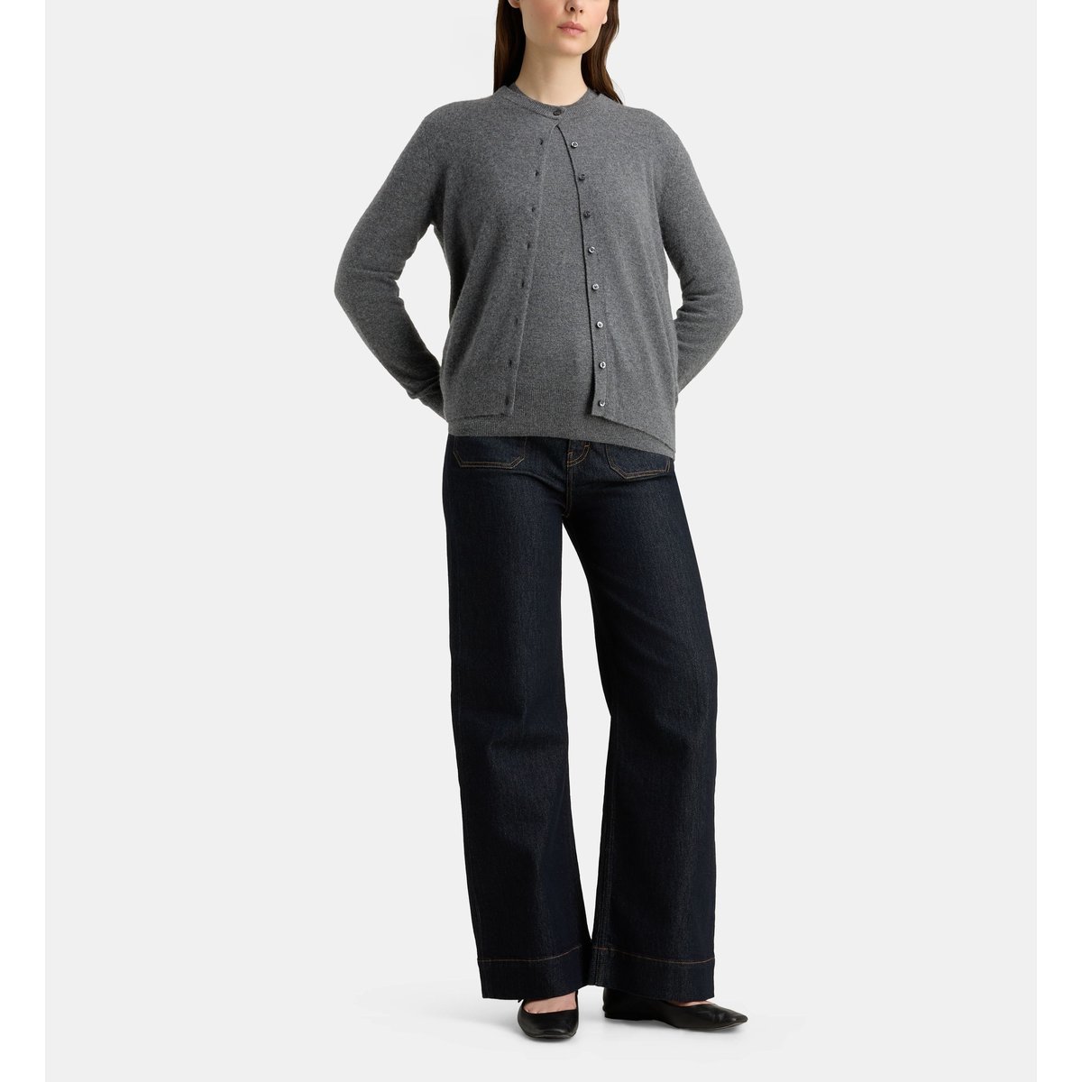 Cardigan droit zacao en cachemire gris foncé, GALERIES LAFAYETTE