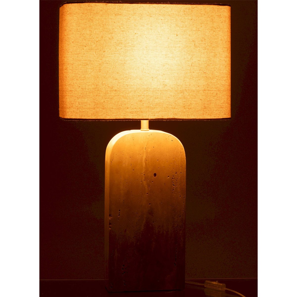 Lampe rectangulaire en pierre travertin pour salon beige travertin naturel, RECOLLECTION
