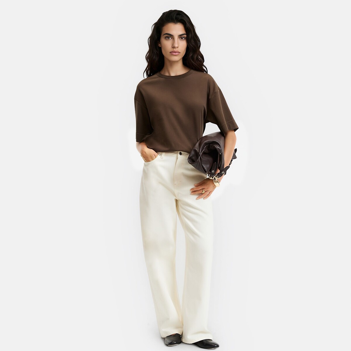 Camiseta de corte amplio, Signature PAUL marrón, LA REDOUTE COLLECTIONS
