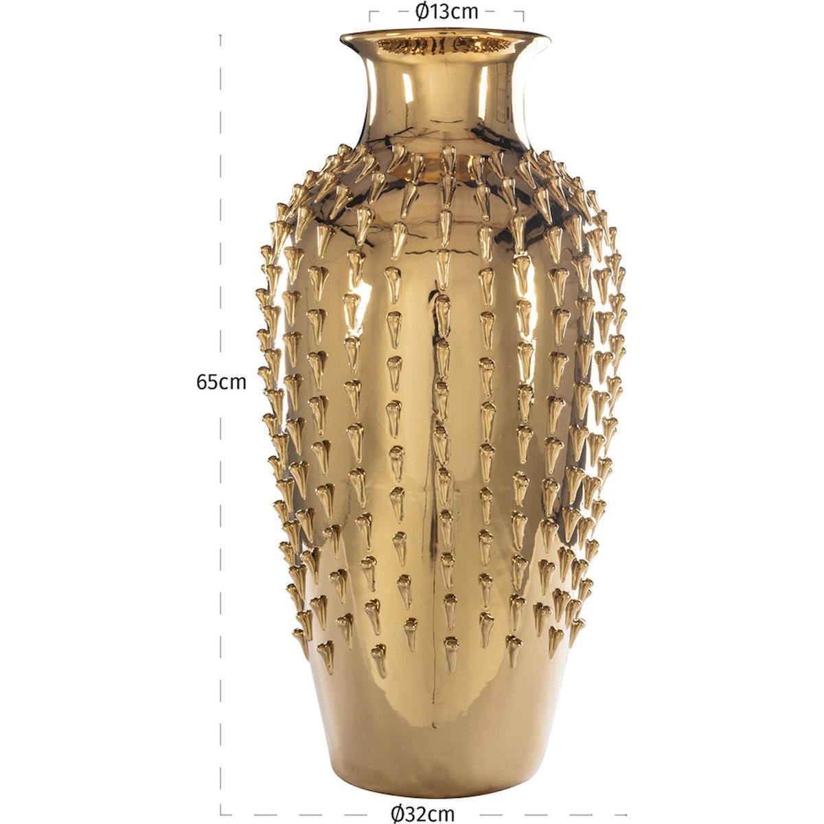 Vase en grès à finition dorée pour salon chic doré brillant effet miroir, RECOLLECTION