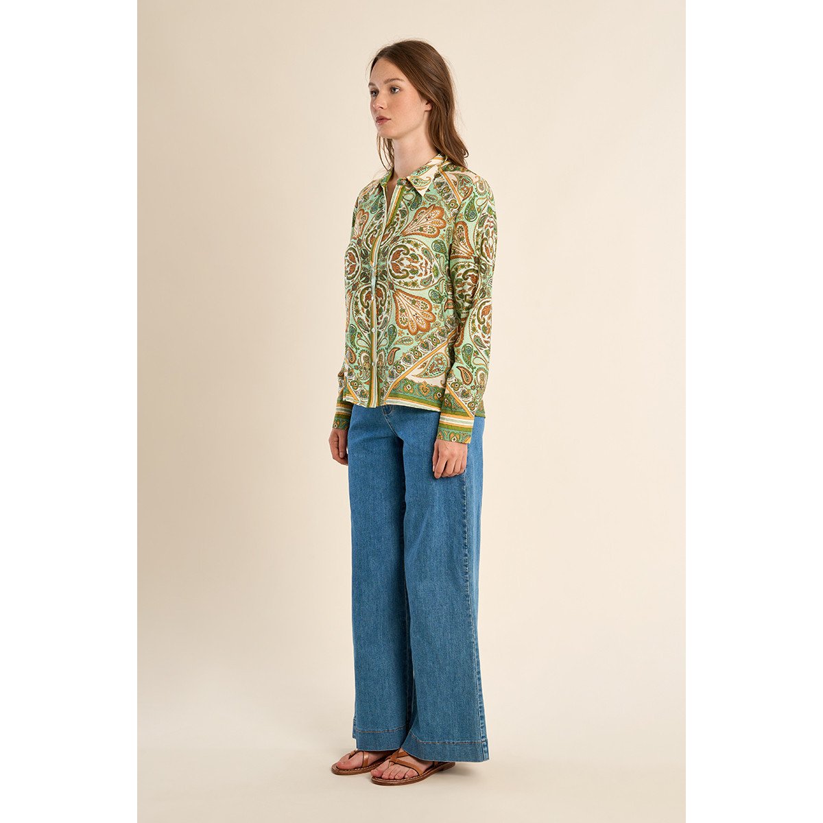 Chemise légère, imprimé foulard green ines, MOLLY BRACKEN