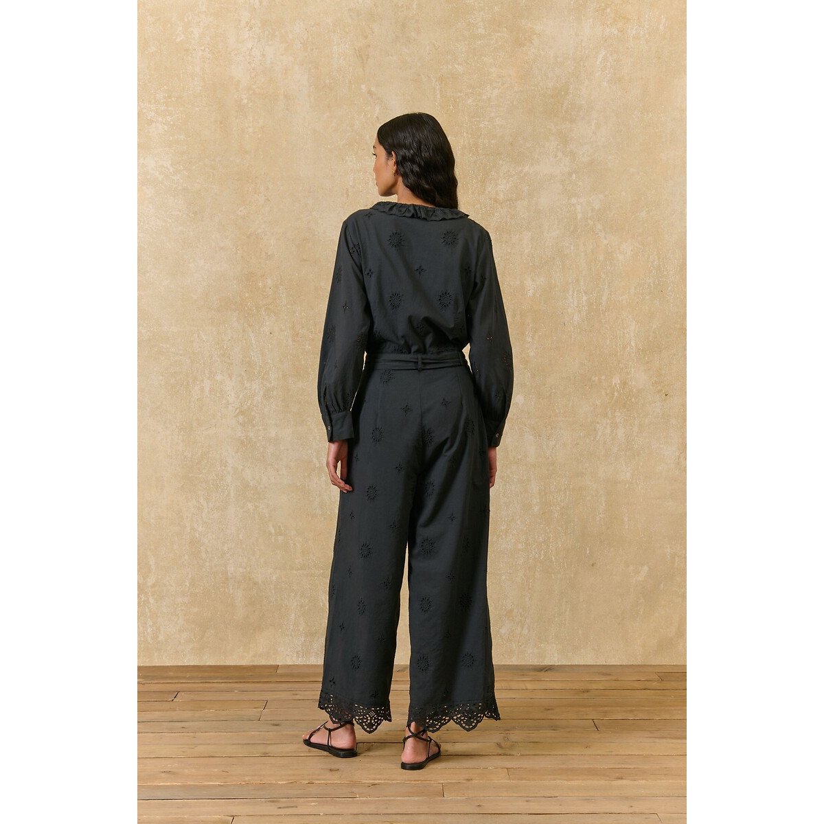 Combinaison pantalon brodée, VERONIQUE noir, LOUISE MISHA