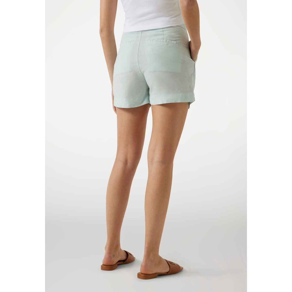 Short Pinces Lin Mélangé bleu ciel, GUESS