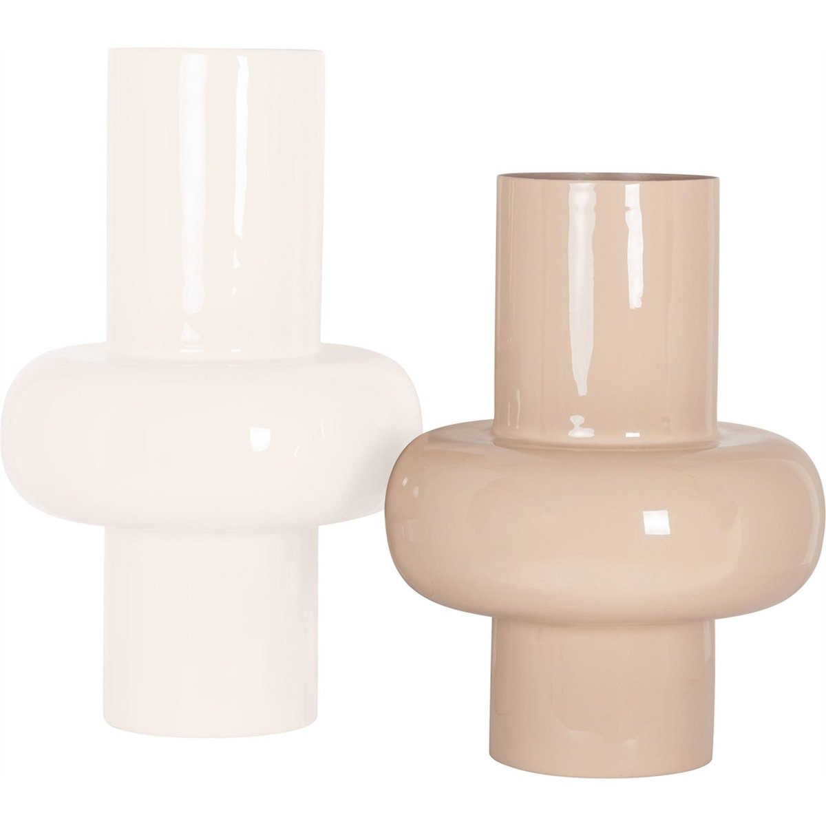 Vase rond en fer finition émail doux pour fleur tapioca beige doux, RECOLLECTION