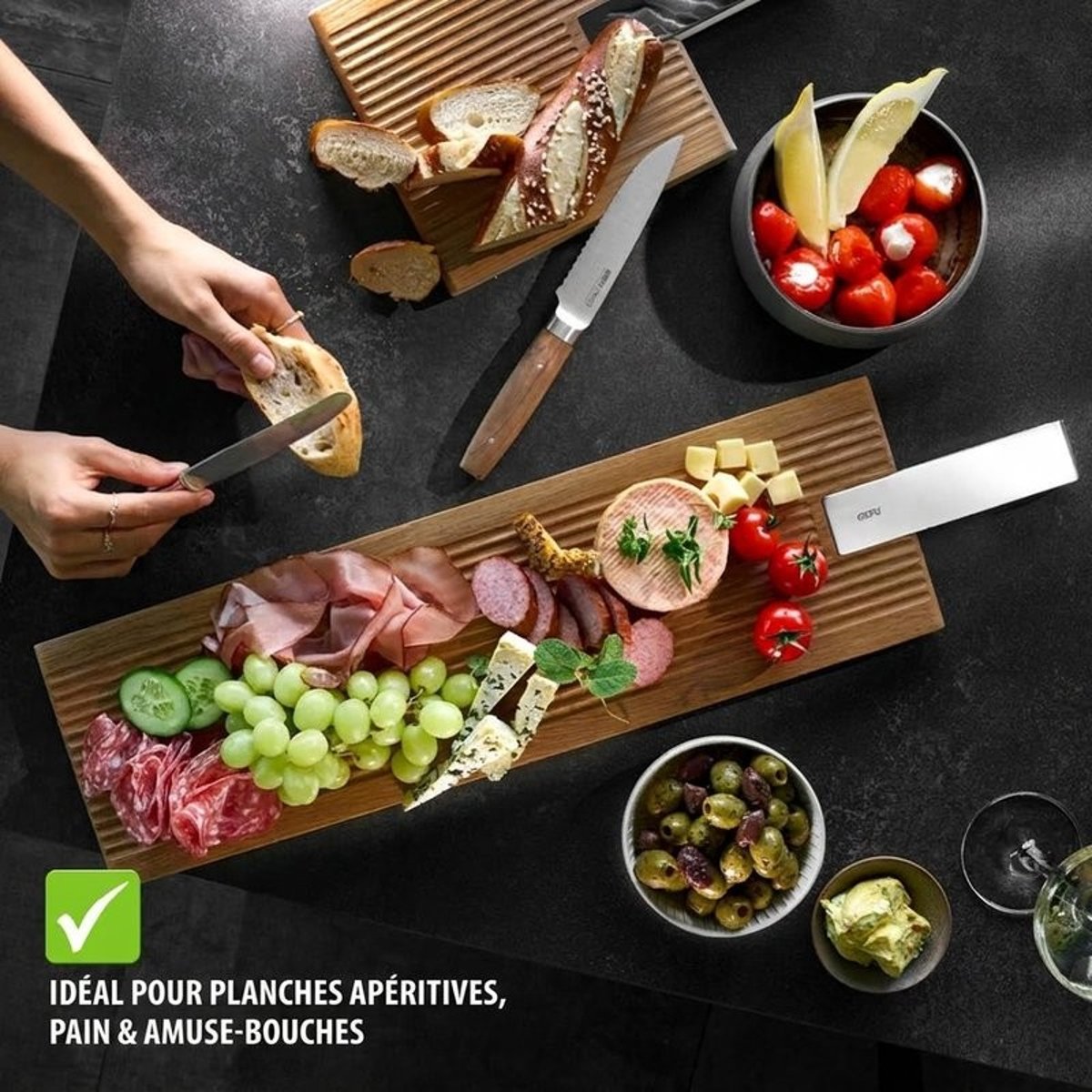Planche de service TAVOLO, grande argent / brun, GEFU