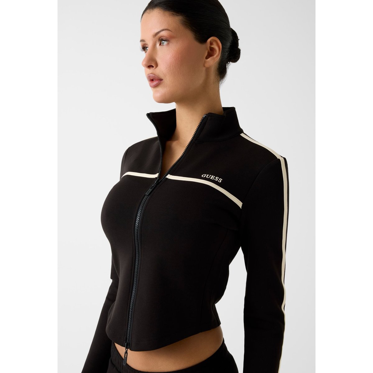 Sweatshirt À Logo Zippé Intégral noir, GUESS