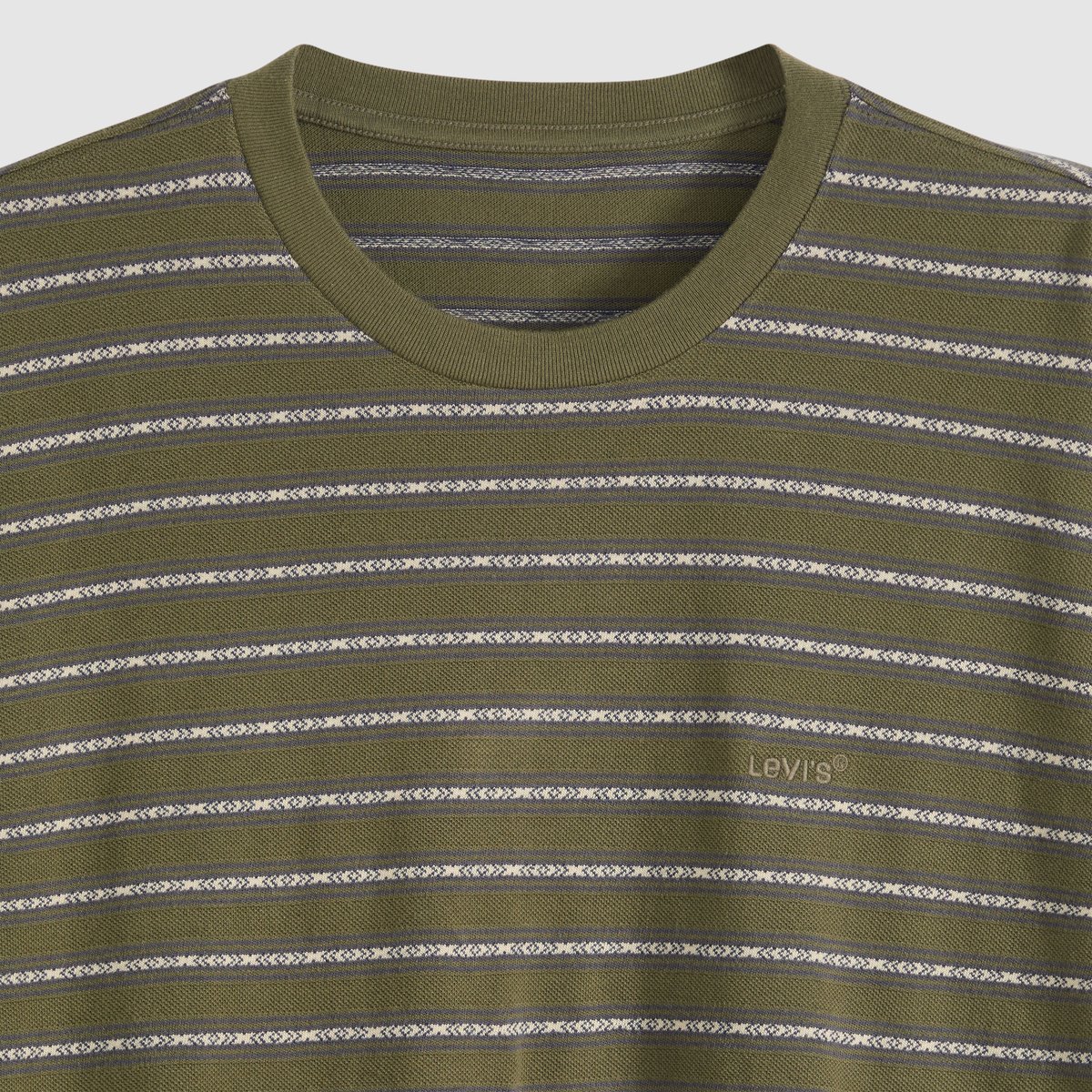 T-shirt graphique manche longue Authentic beige - artie jacquard stripe olive night, LEVI'S
