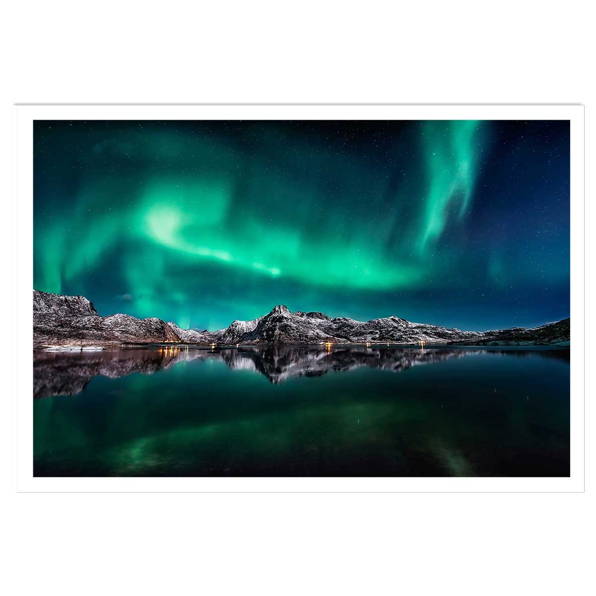 Poster lofoten aurora reflection affiche seule, HEXOA