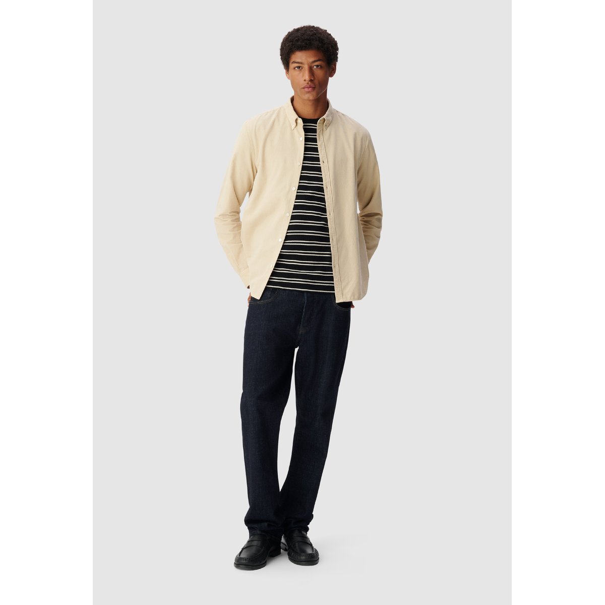 Chemise easy velours milleraies beige, IKKS