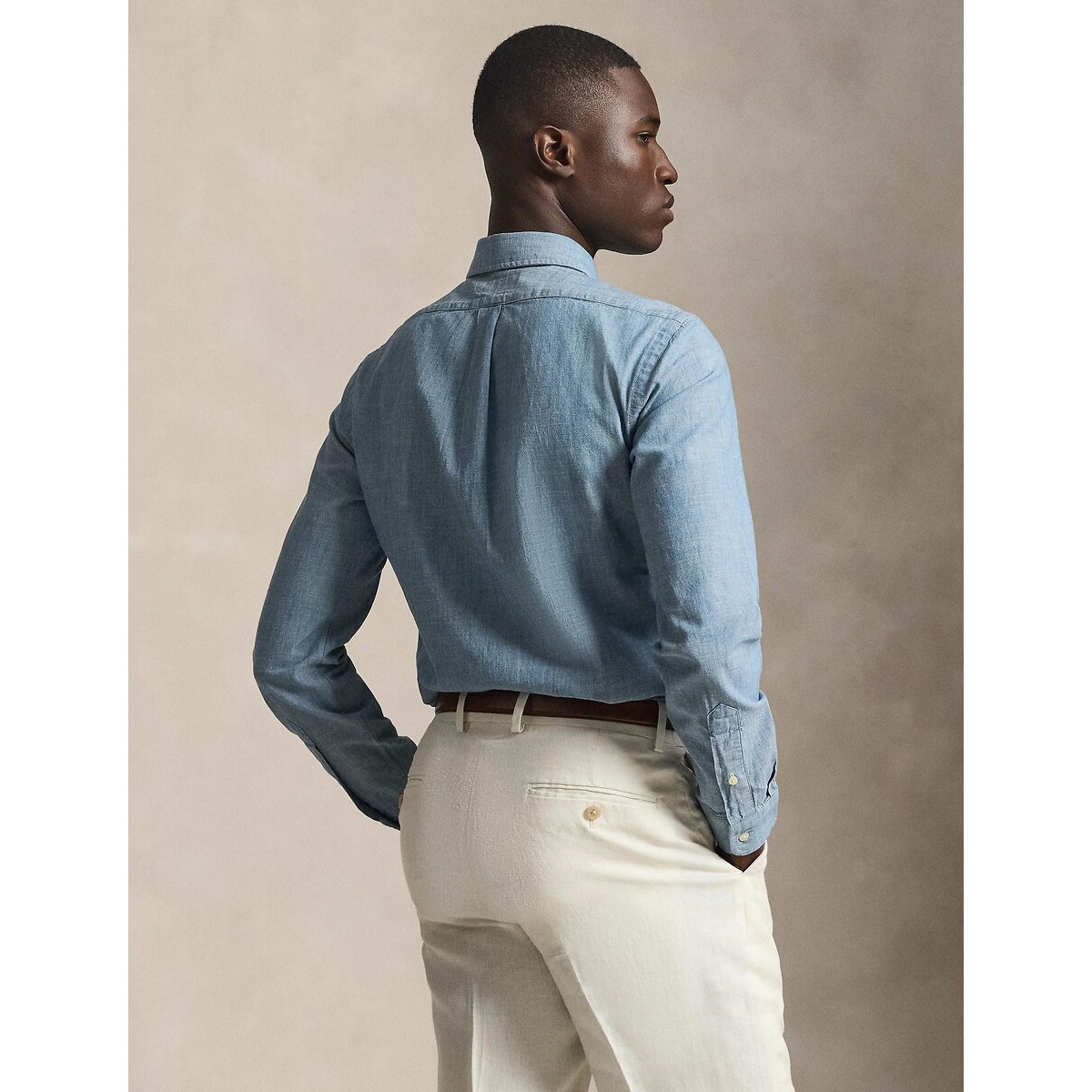 Getailleerd chambray overhemd chambray blauw, POLO RALPH LAUREN