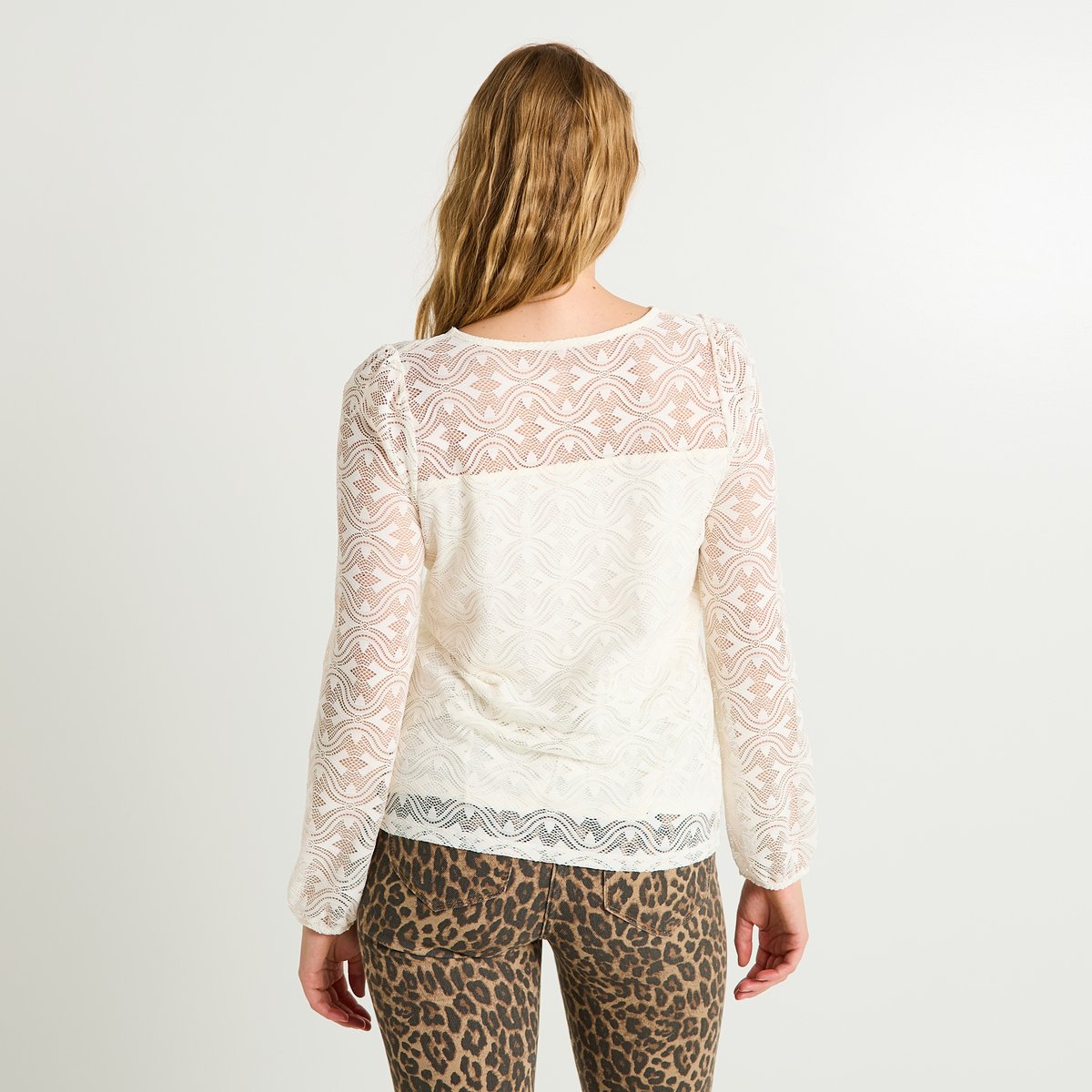 Blouse maille brodée blanc cassé ecru, GRAIN DE MALICE